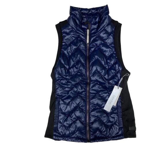 Calvin Klein Performance Womens Chevron Quilted Vest XS Blue Premium Down - Picture 1 of 10